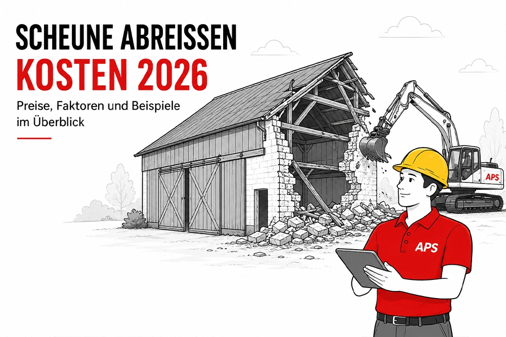 Scheune abreißen: Kosten 2026 nach Größe, Bauart und Schadstoffen